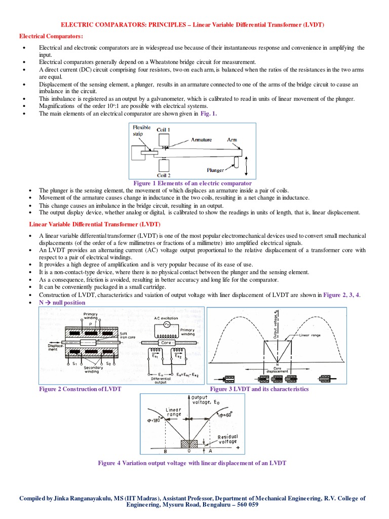 ELECTRIC COMPARATORS PRINCIPLES Linear Variable Differential Transformer (LVDT) Electrical