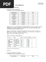 Lab Assignment-I: Q 1. Create The Table Describe Below