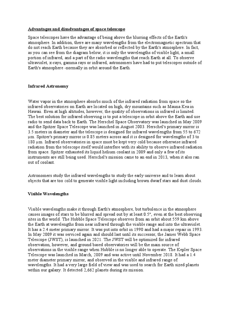 Advantages and Disadvantages of Space Telescope Download Free PDF