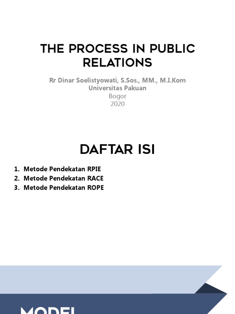 Proses Public Relations: RPIE, RACE, ROPE | PDF