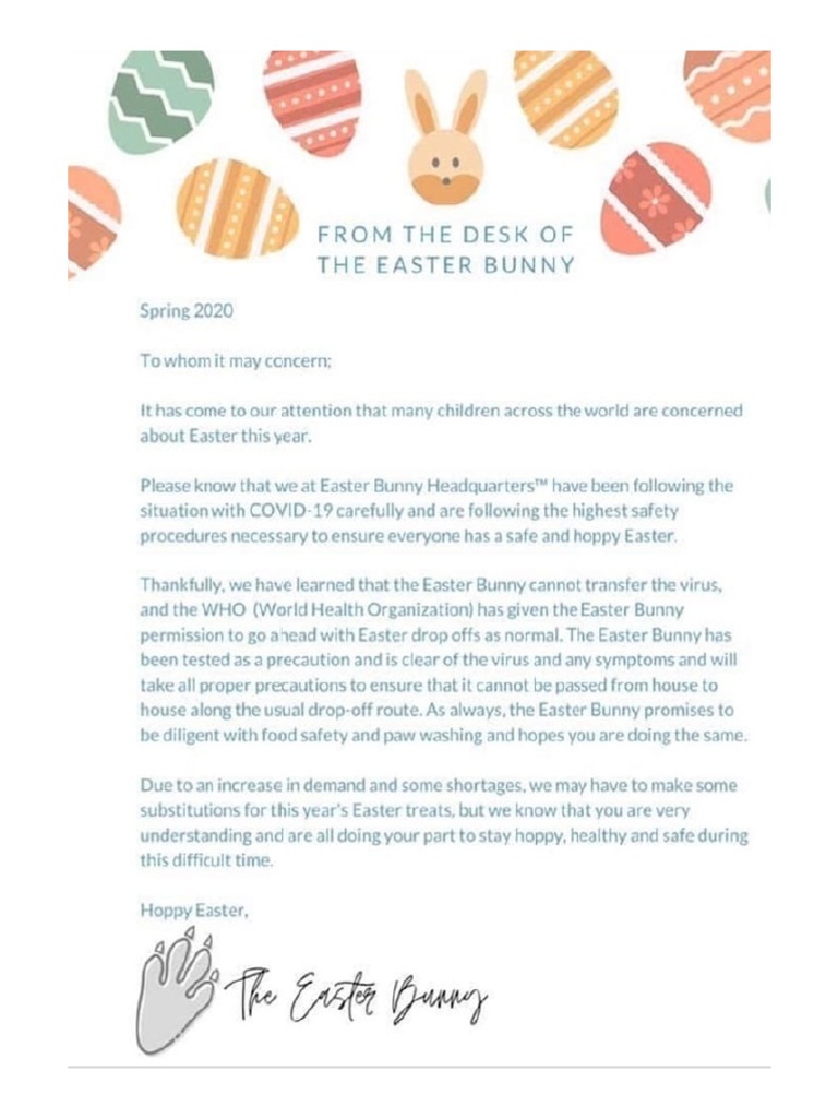 easter bunny letter to print