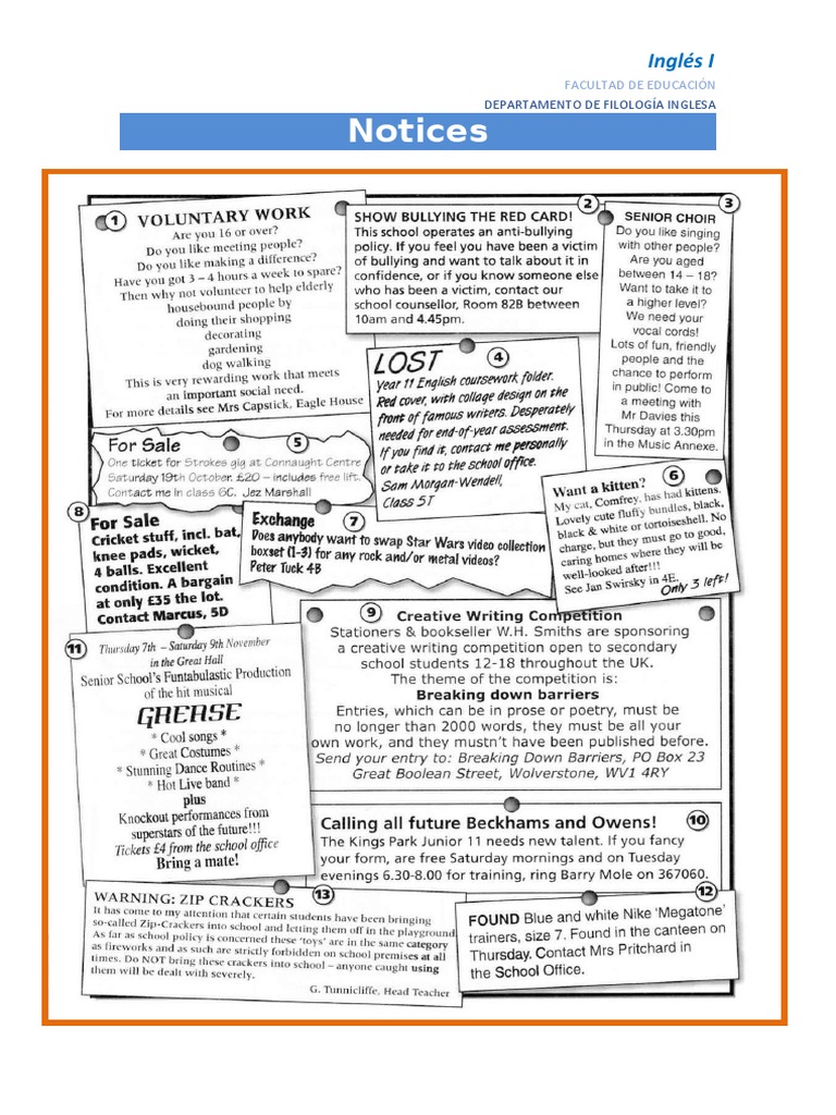 Notices: Inglés I | PDF
