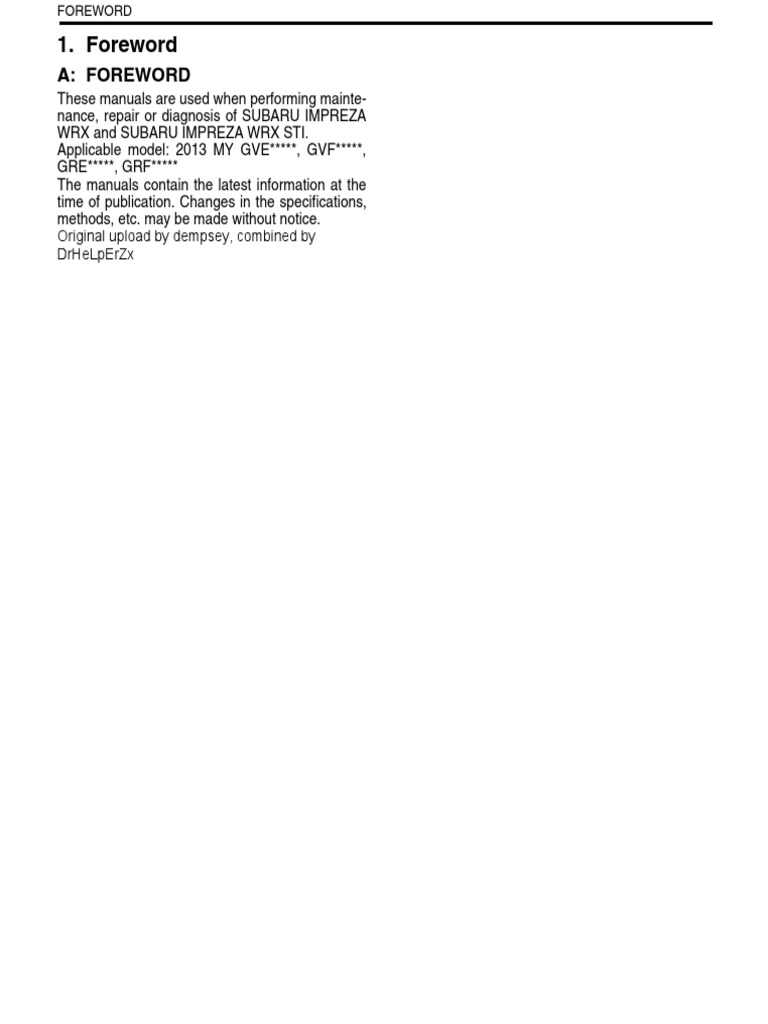 Subaru WRX Sti 2013 Pkfnpo - Ru 1 | PDF | Gear | Transmission (Mechanics)