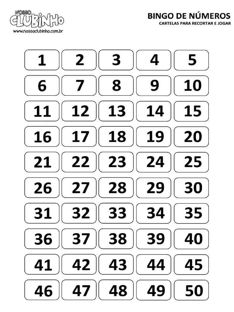 Bingo de Números Até 50 | PDF