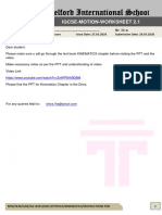 Reqelford International Schoo: Igcse-Motion-Worksheet 2.1