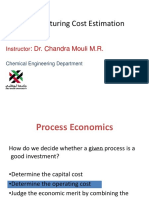 Manufacturing Cost Estimation:: Dr. Chandra Mouli M.R