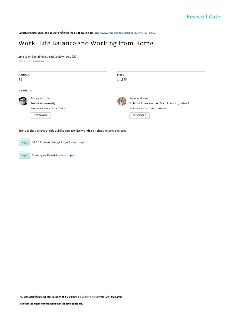 Work-Life Balance | PDF | Work–Life Balance | Telecommuting