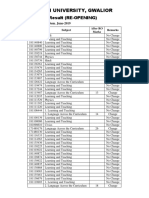 Jiwaji University, Gwalior: Result (RE-OPENING)