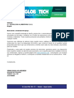 Carta de Presentacion Catalogo Globotech 2019