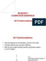 BCSE3011 Computer Graphics: 3D Transformations