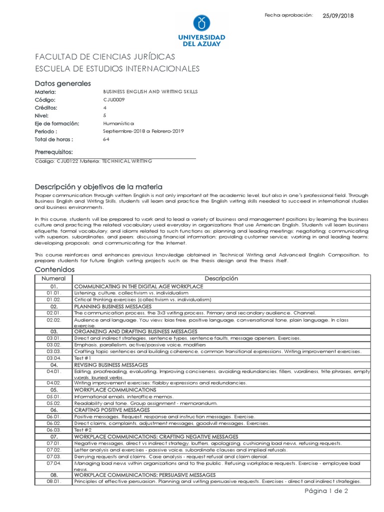 Business English Writing Skills Course | PDF | Memorandum | Sentence ...