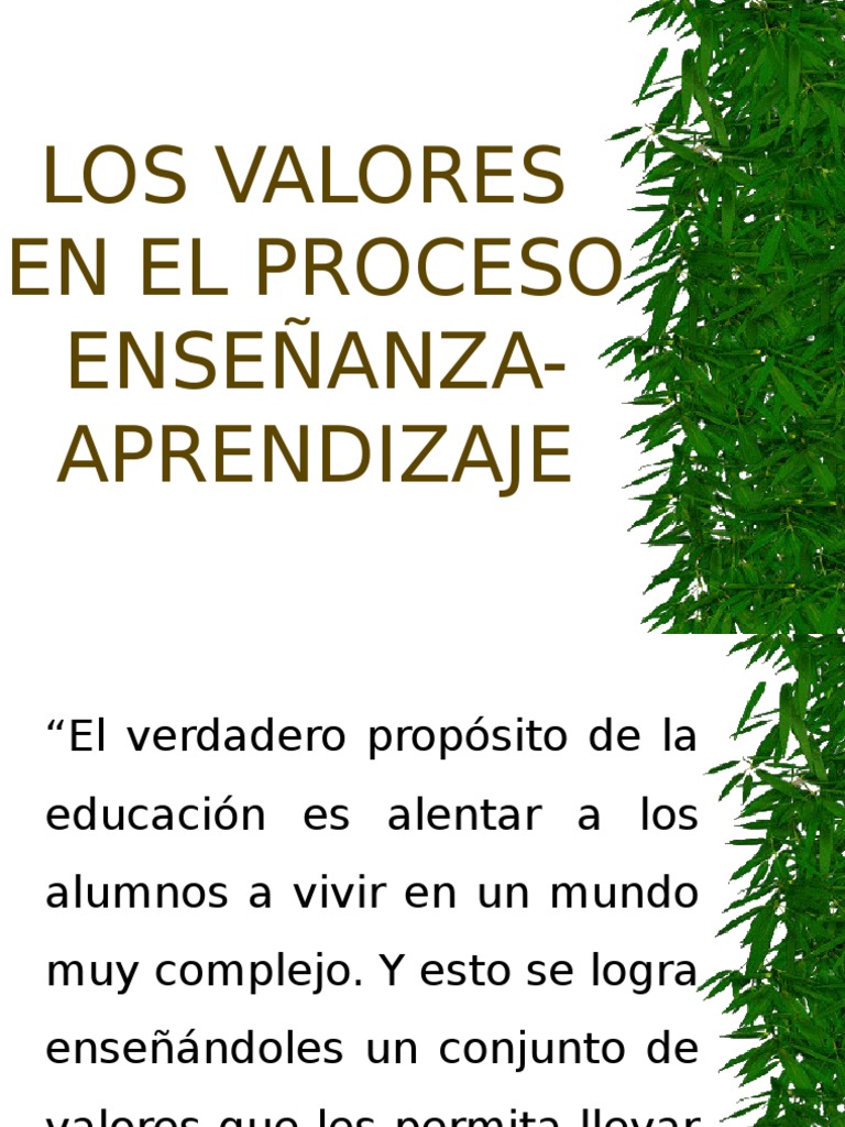 Los Valores en La Enseñanza - Taller | PDF | Plan de estudios | Aprendizaje