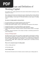 Nature, Scope and Definition of Working Capital