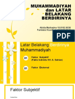Muhammadiyah Dan LATAR Belakang Berdirinya: Abida Muttaqina 18.0102.0038 Faridatul Kusdiyah 18.0102.0042 15