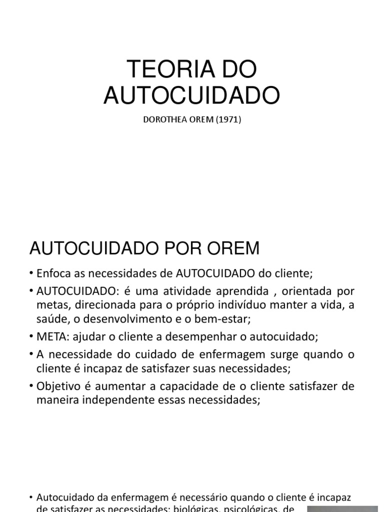 Teoria Do Auto Cuidado Pdf Pdf Enfermagem Conceitos Psicológicos