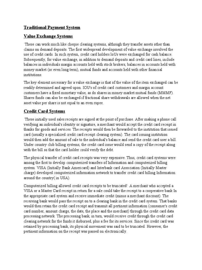 Overview of Traditional Payment Systems | PDF | Clearing (Finance ...