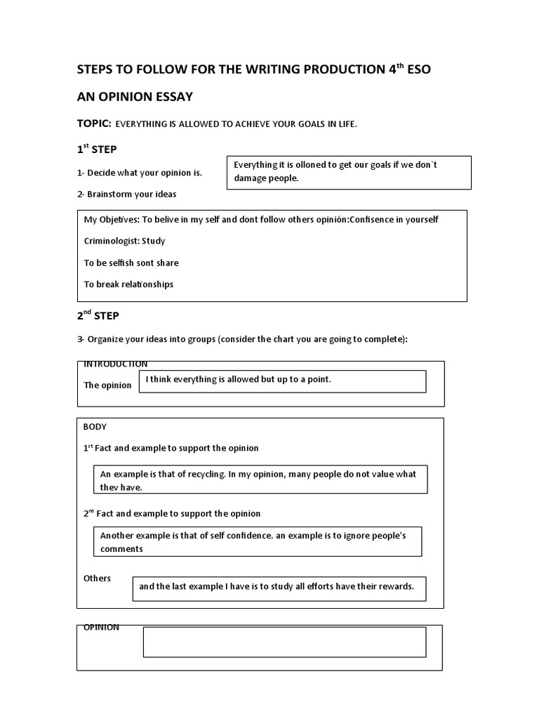 Opinion Essay Writing Guide for 4th ESO | PDF