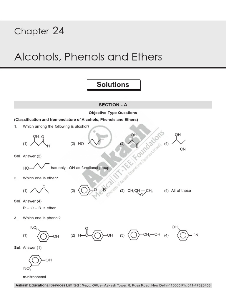 Alcohols, Phenols, and Ethers Quiz | PDF | Ether | Alcohol