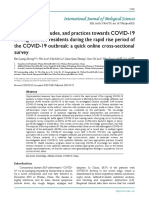 Knowledge, Attitudes, and Practices Towards COVID-19 Among Chinese Residents During The Rapid Rise Period of The COVID-19 Outbreak: A Quick Online Cross-Sectional Survey