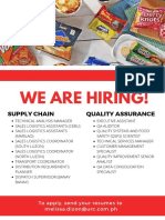 Hiring for Supply Chain, QA, Sales Logistics and More