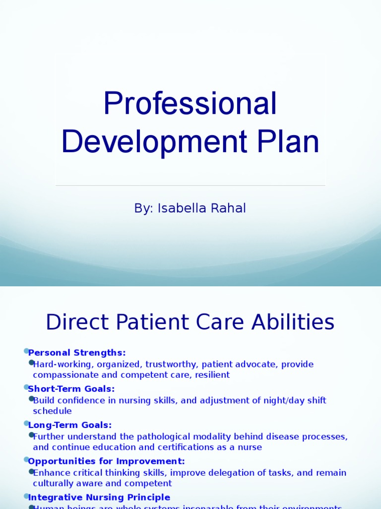 Professional Development Plan: By: Isabella Rahal | PDF | Mindset | Nursing