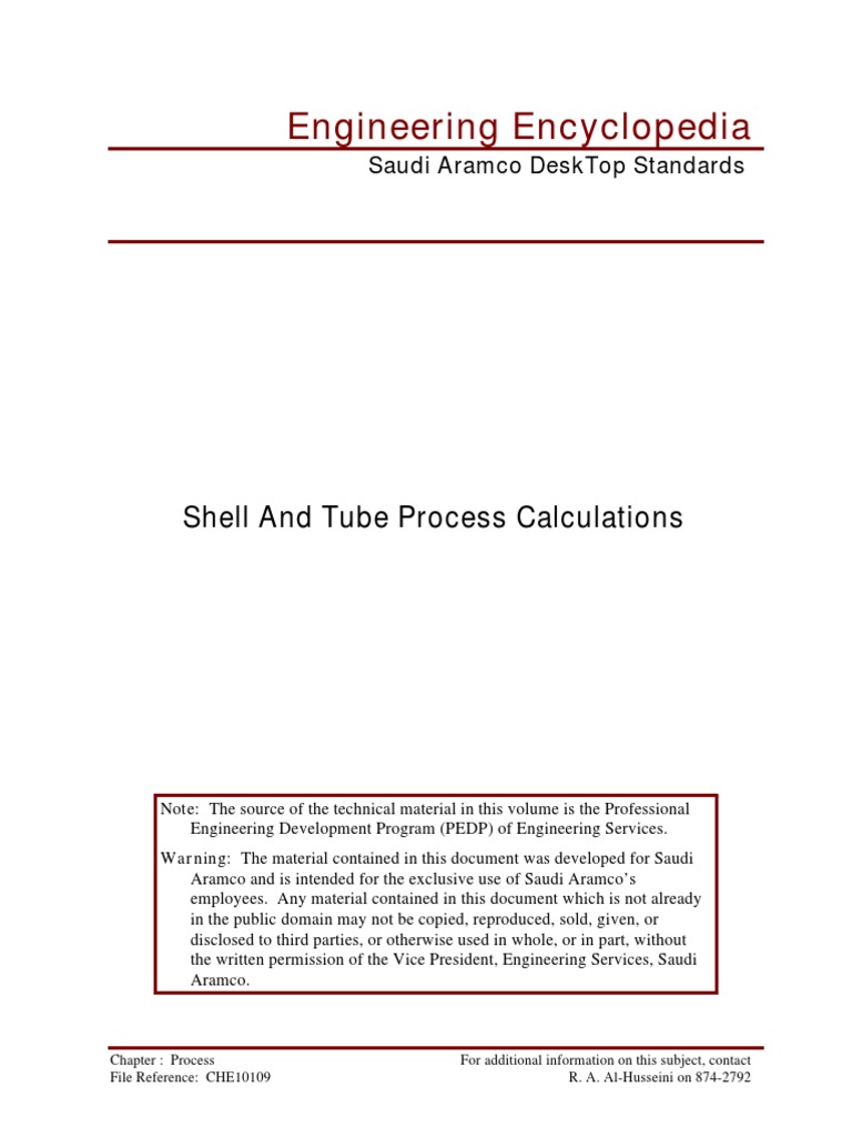 Engineering Encyclopedia: Shell and Tube Process Calculations | PDF ...