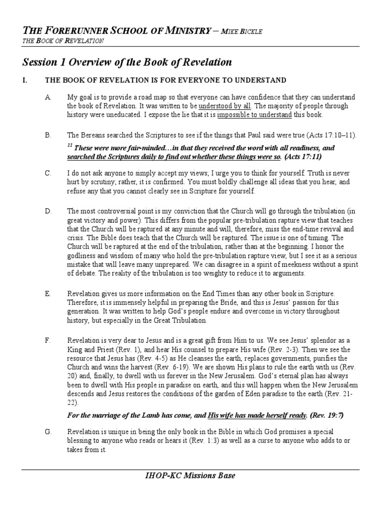 Outline of The Book of Revelation-Extended | PDF | End Time | Book Of ...