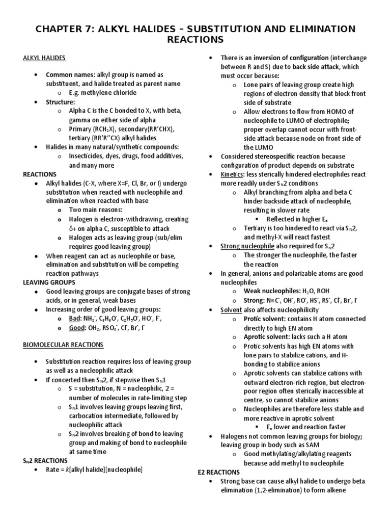 Organic Chemistry Klein 3rd Edition Chapter 7 Notes | Download Free PDF ...