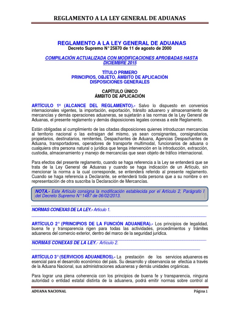 Com - Reglamento A Ley de Aduanas PDF | PDF | aduana | Regulación