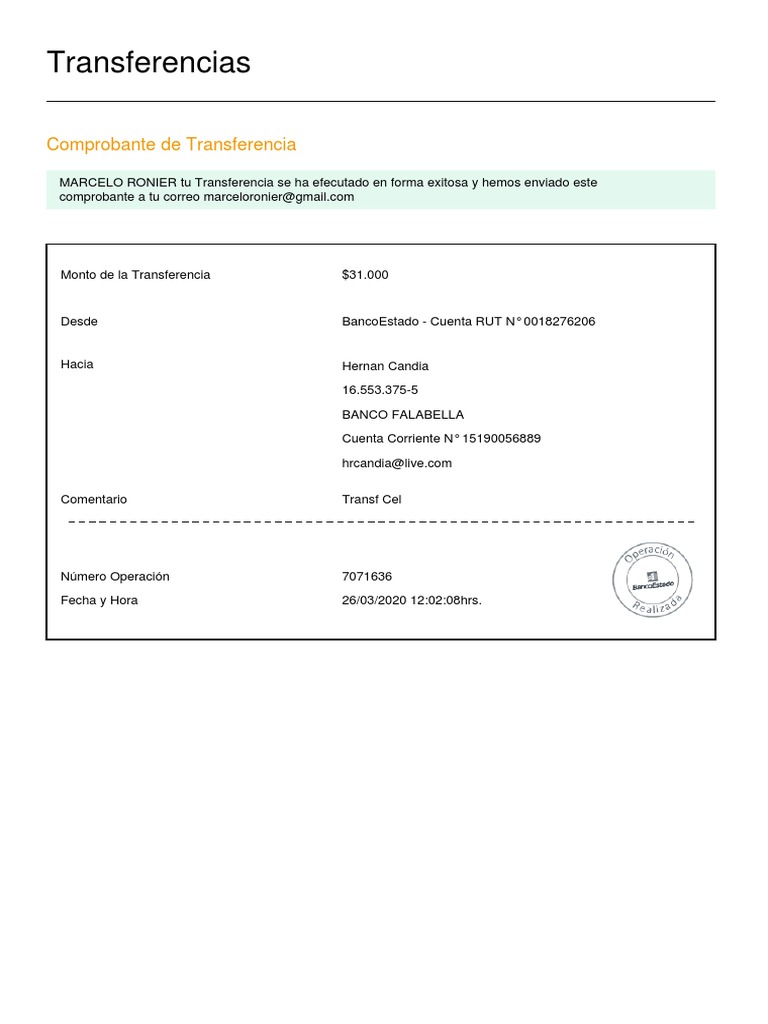 Comprobante de Transferencia Bancaria | PDF