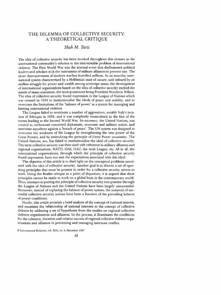 Collective Security PDF | PDF | United Nations | International Relations