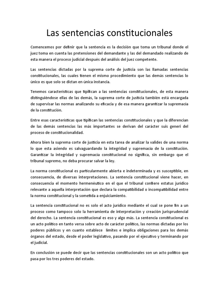 Las Sentencias Constitucionales2 | PDF | Juez | Sentencia (ley)