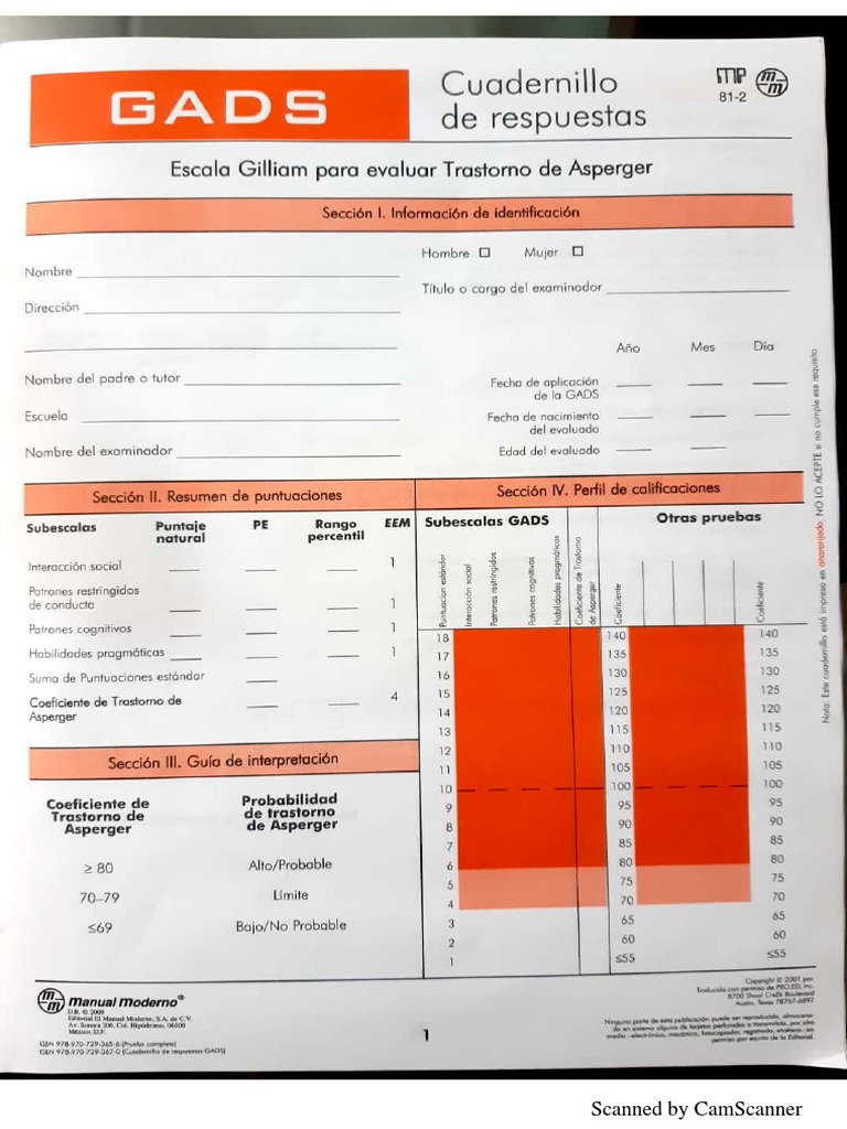 Gads Escala Gilliam para Evaluar T de Asperger PDF | PDF