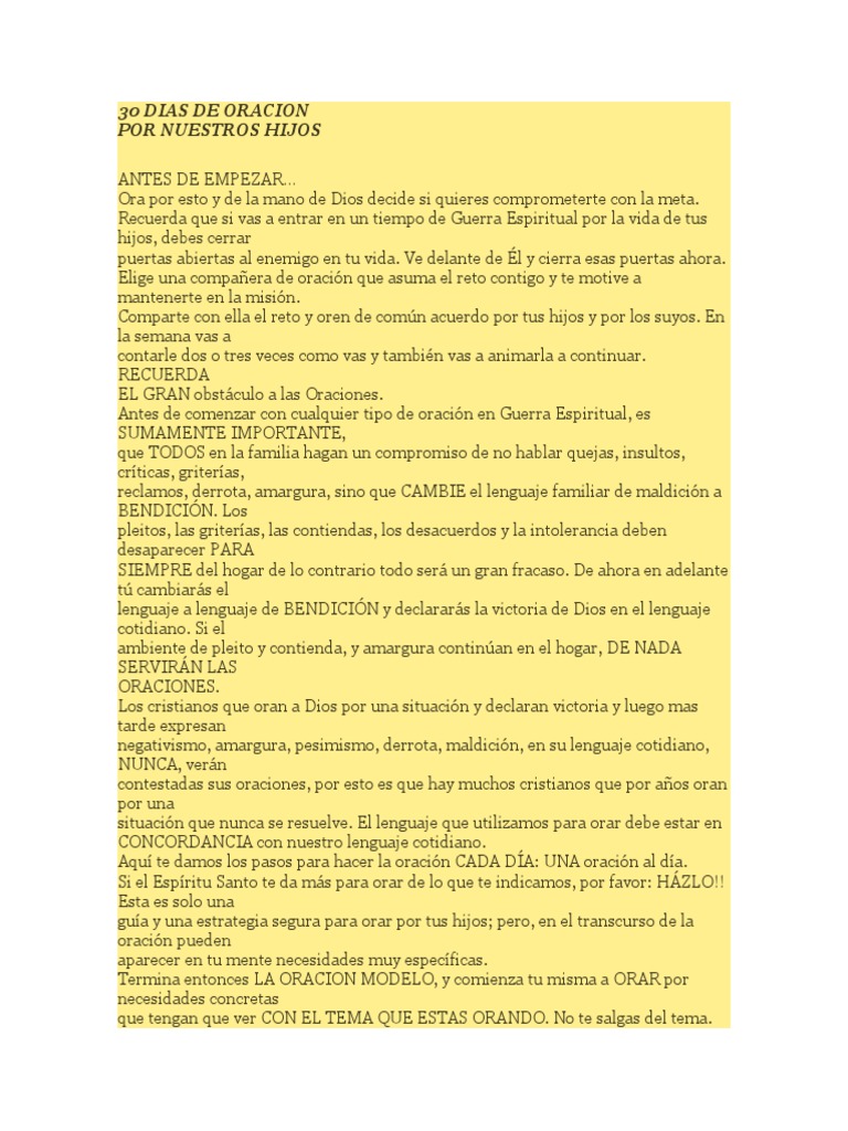 30 Días de Oración por Nuestros Hijos | PDF | Oración | Religión y creencia