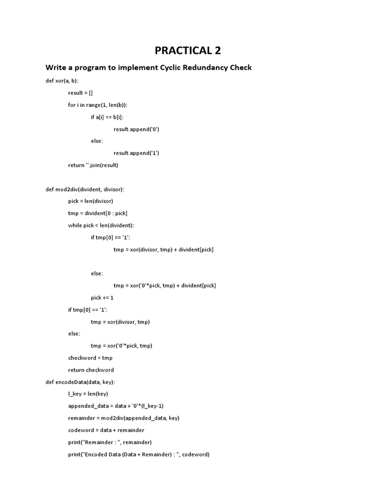 CRC Implementation in Python | PDF