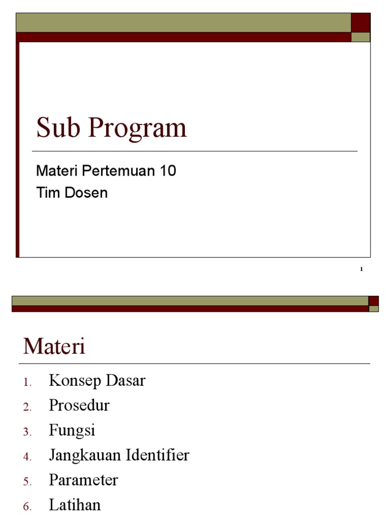 Pertemuan 10 Sub Program | PDF