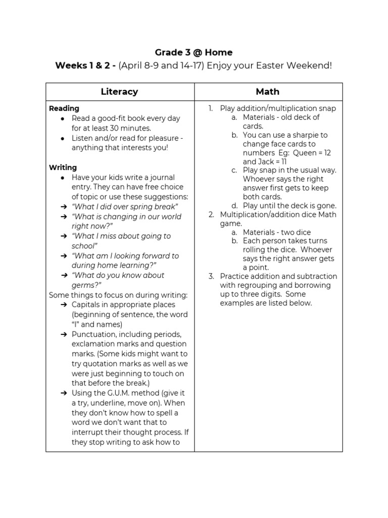 Weeks 1 2 - Grade 3 at Home | PDF | Communication
