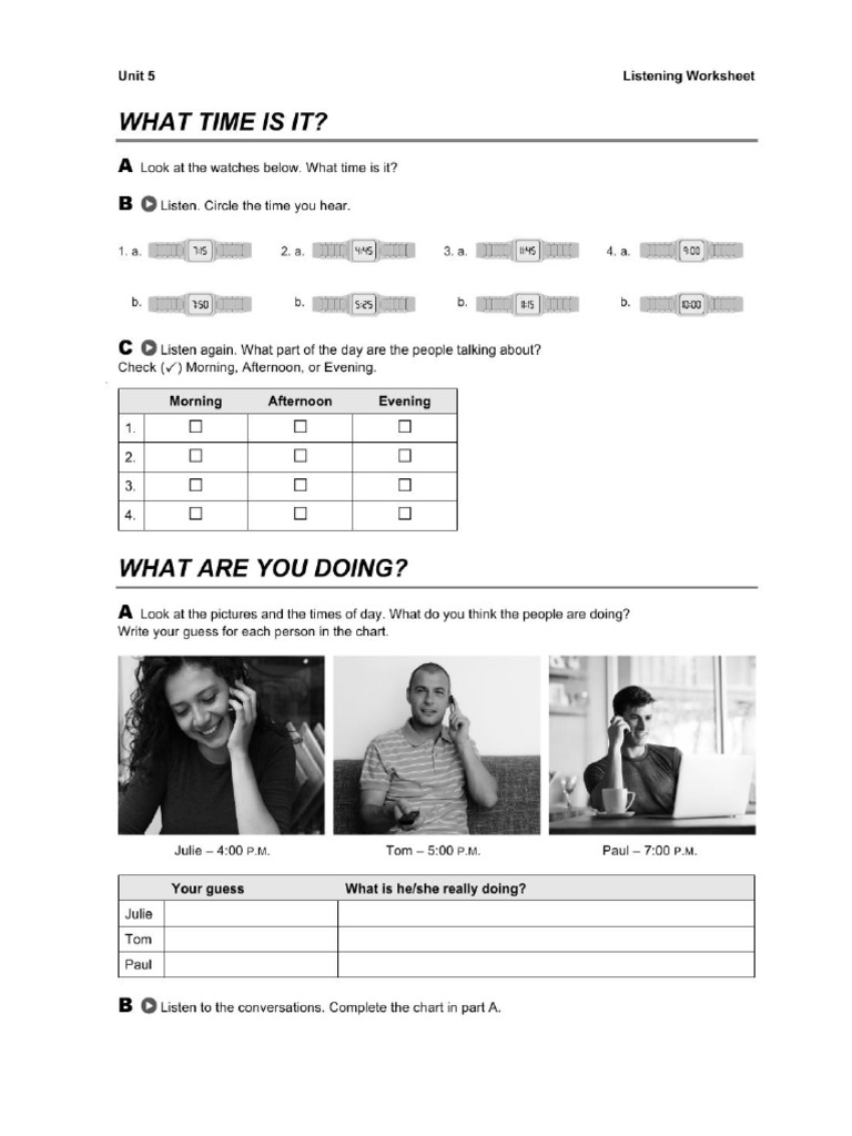 Unit 5 Listening Worksheet | PDF