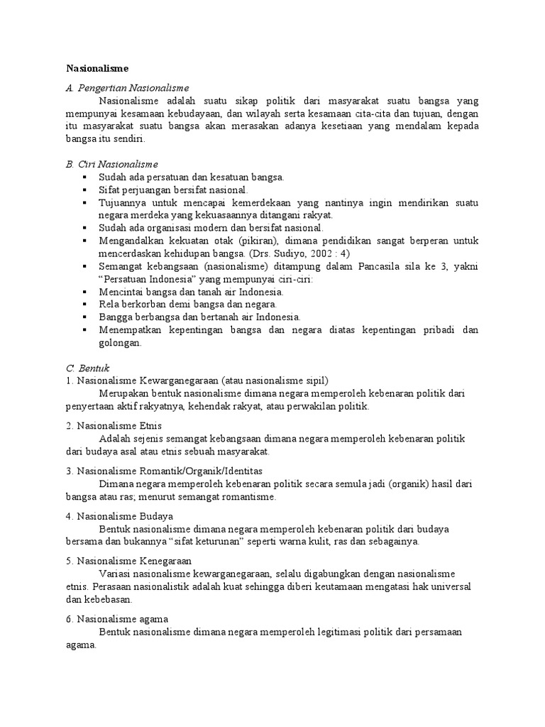 A Pengertian Nasionalisme