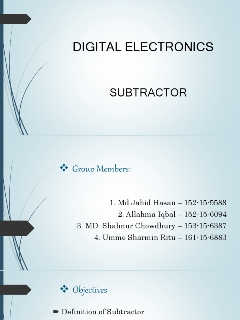 Understanding Subtractors in Digital Logic | PDF | Subtraction | Theory ...