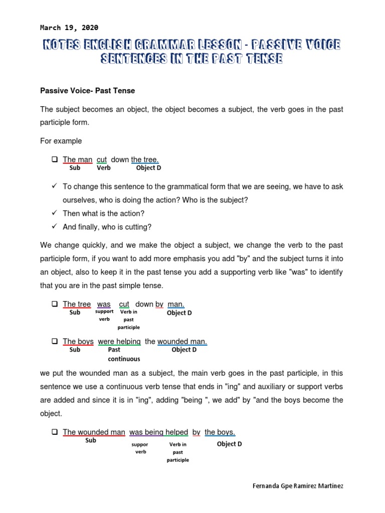 March 19th PDF Verb Grammatical Tense