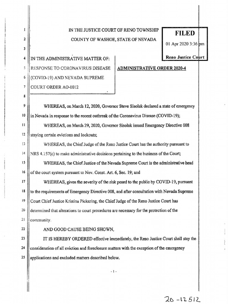 Nevada evictions order