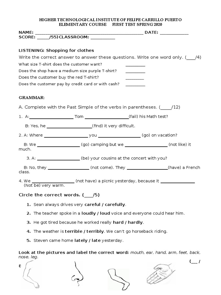 Write The Correct Answer To Answer These Questions. Write One Word Only ...