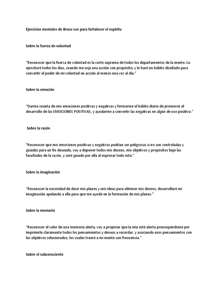 Ejercicios mentales para fortalecer la mente | PDF