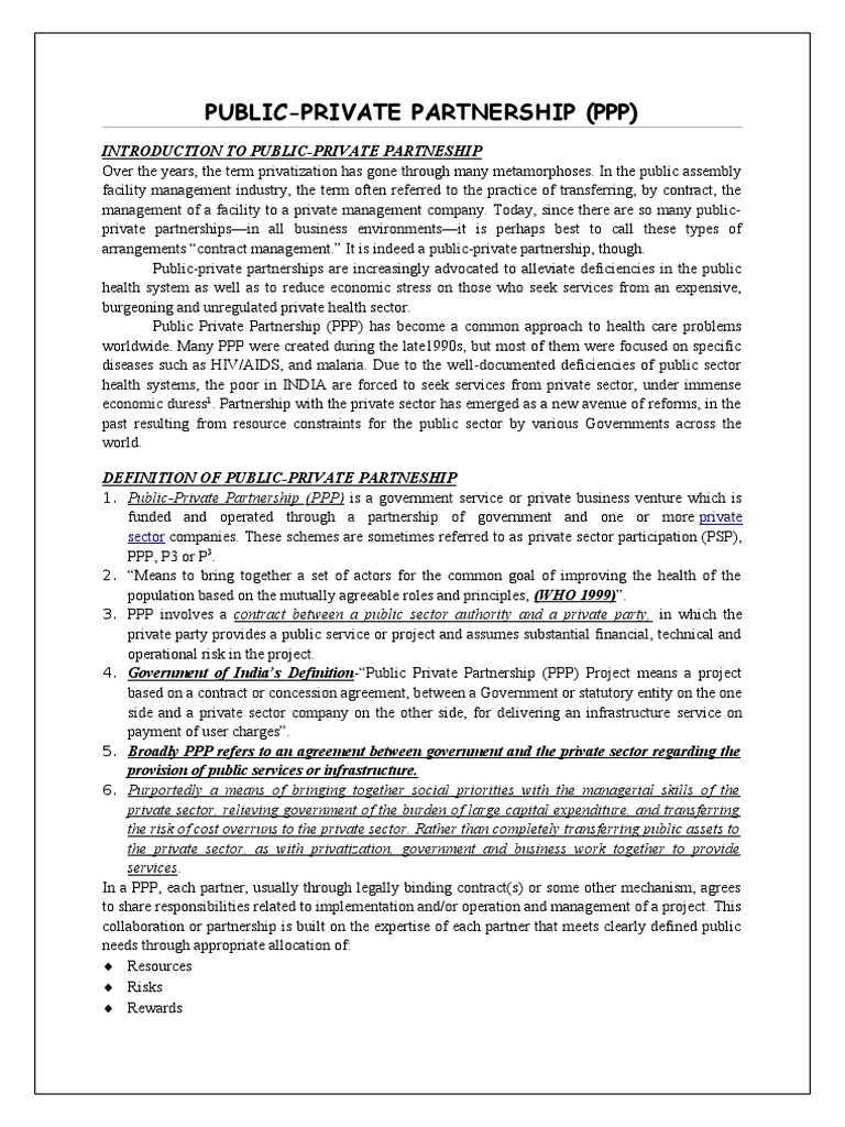 Public Private Partnership | PDF | Public–Private Partnership | Economies