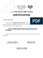 Certification: Lipa City Senior High School