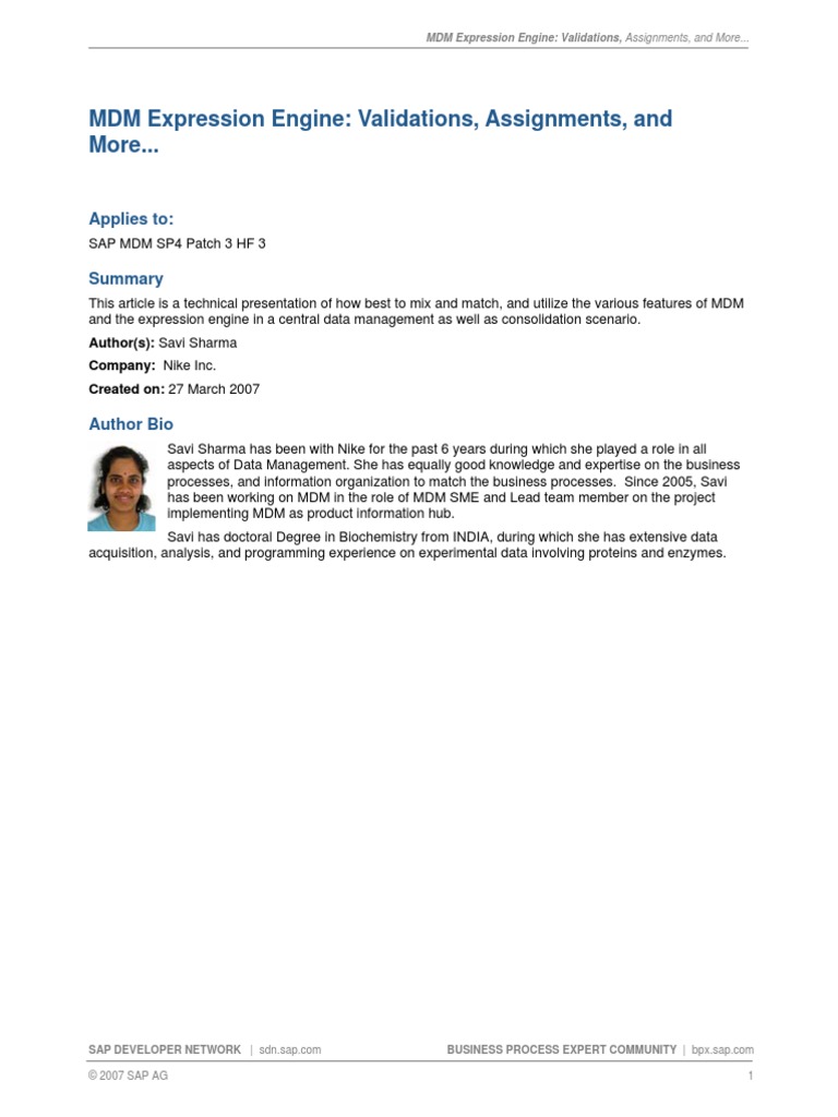MDM Expression Engine Validations, Assignments, and More | PDF ...