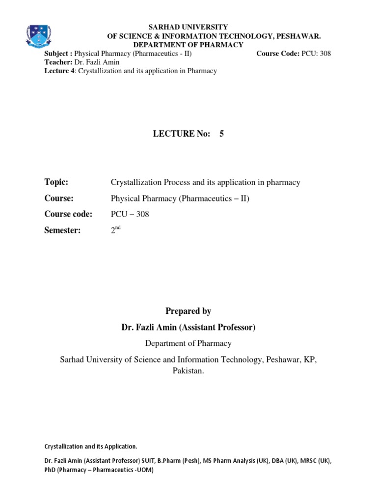 Crystallization And Its Application In Pharmaceutical Field Pdf Pdf