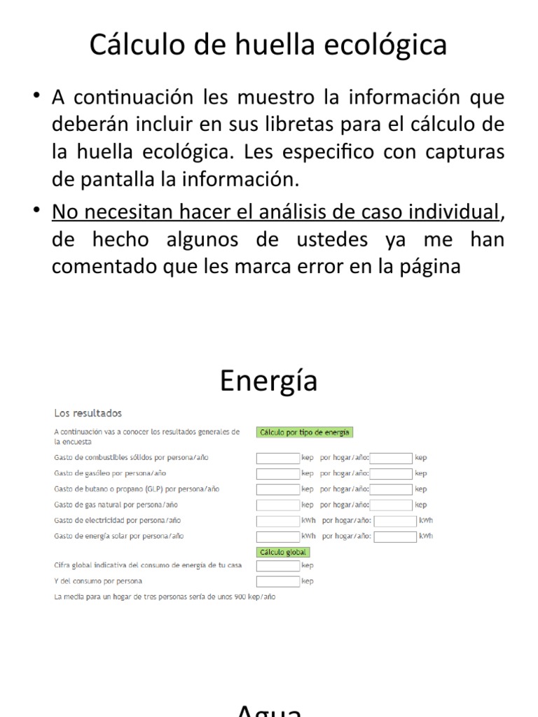 Cálculo de Huella Ecológica | PDF