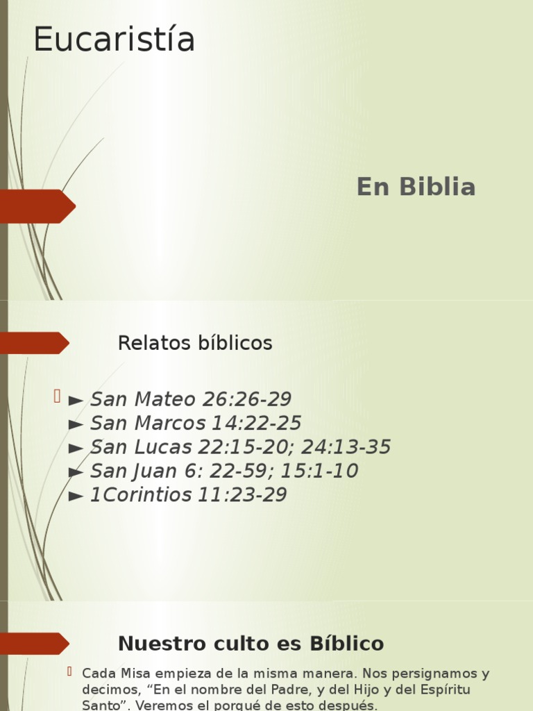 La Eucaristía en la Biblia | PDF | eucaristía | Misa (liturgia)